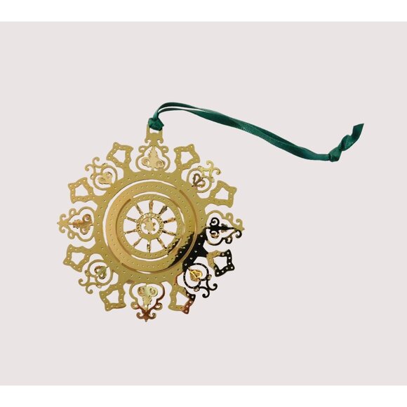 Vintage Baldwin 24 Kt Gold Ornament Aurora Ice Flower 1999 Snowflake Brass 7173 - Picture 2 of 6